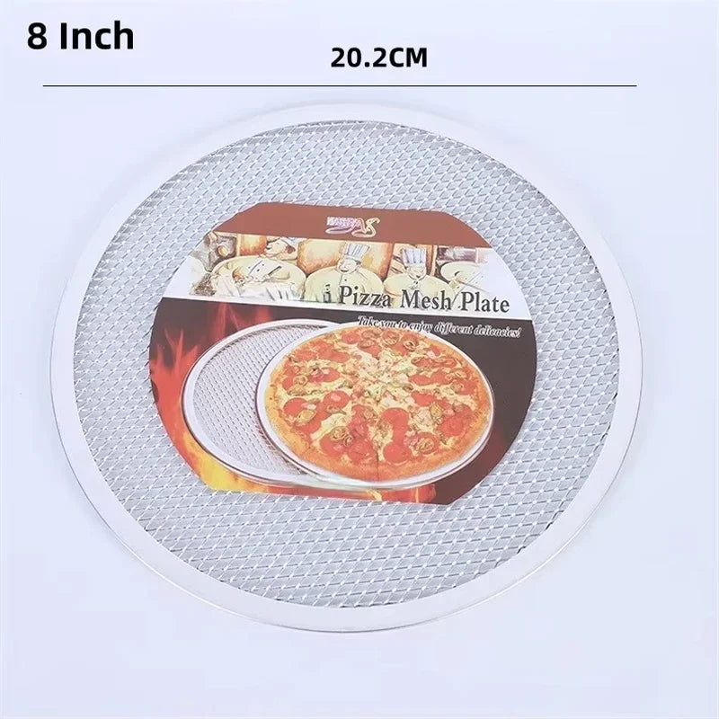 Kitchen-Round Pizza Baking Trays – 8/10/12/14" Non-Stick Aluminum Mesh Screens for Oven & Homemade Pizza