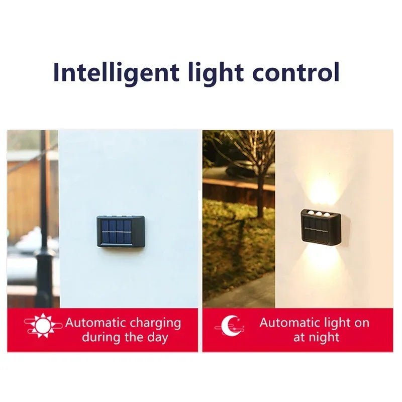 Outdoor Lighting: LED Wall Light - Solar Powered - White/Warm - Up and Down Illuminate