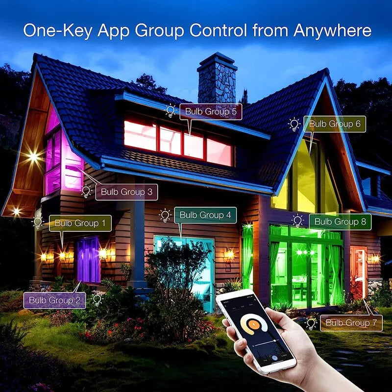 Smart LED Light Bulbs - RGB – E27 WiFi + Bluetooth, Tuya App Control, Works with Alexa & Google