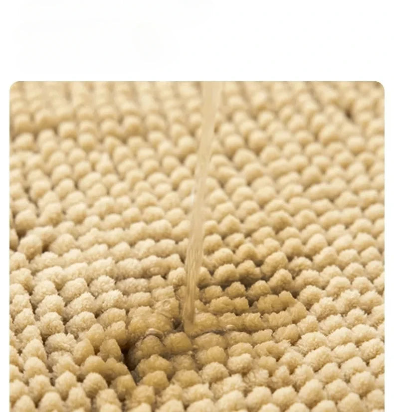 Bath Mat-Chenille, Encrypted Thickened, Short Plush, Strong Water-absorbent, Non-slip Bathroom Rug Carpet