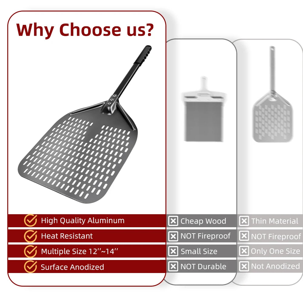 Home Kitchen: Pizza Shovel: Big Perforated Shovel Paddle - Multiple Sizes from 10 to 16 Inch