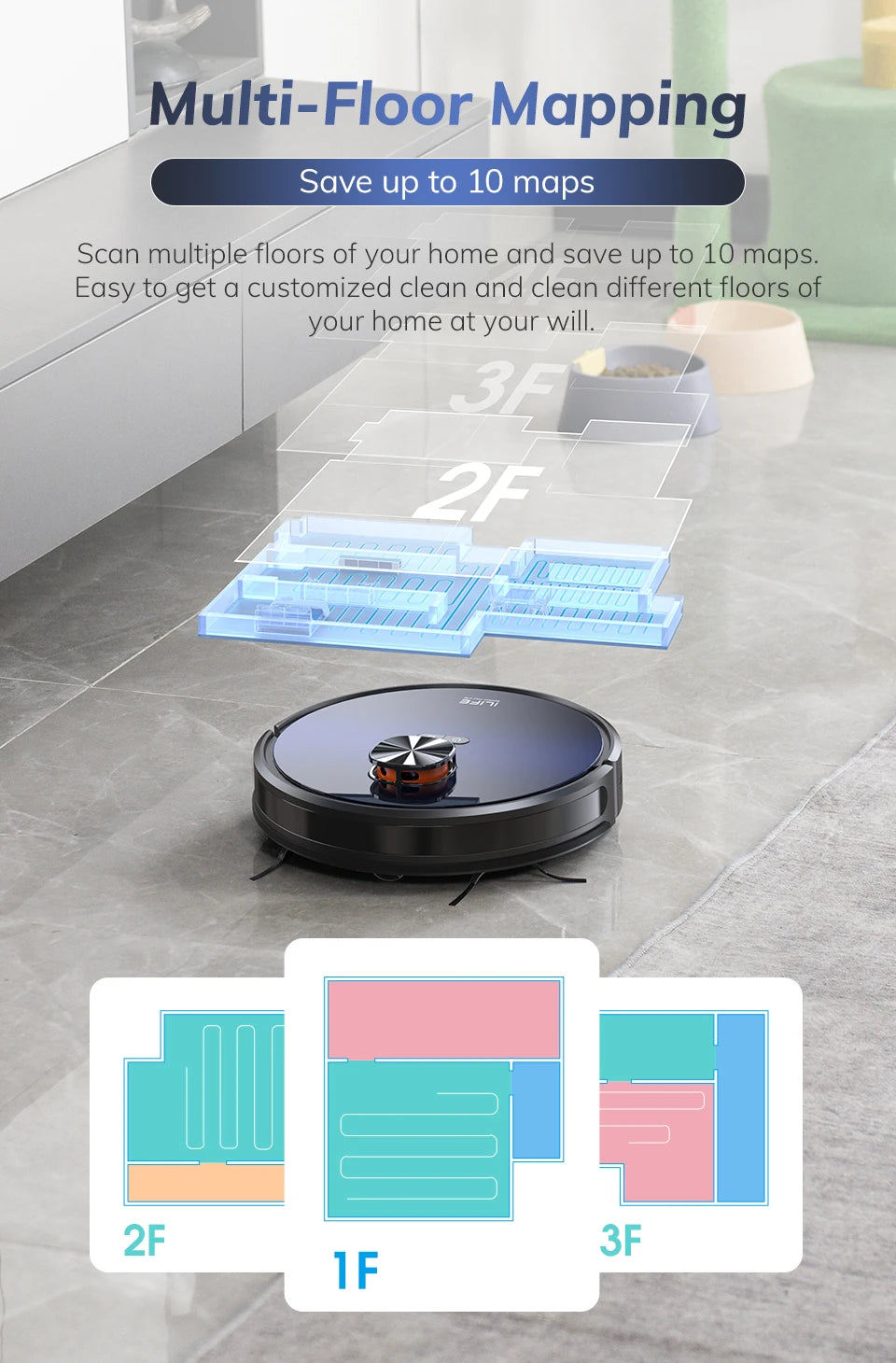 Vacuum - LDS Robot Vacuum Cleaner with ILIFE T10s – Powerful 3000Pa Suction & Remote App