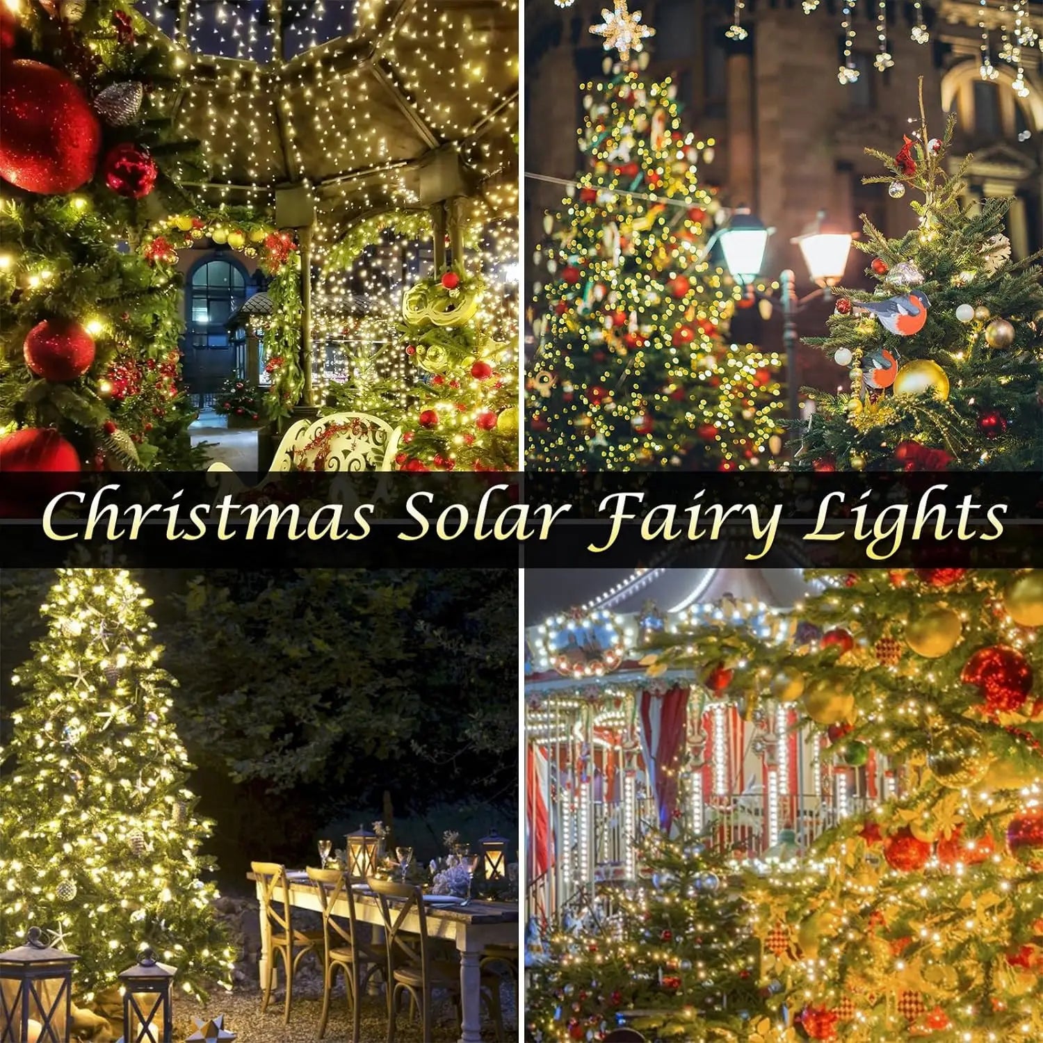 LED Solar Light-Solar Light Outdoor Lamp, String Lights, 4Pack 400 LED, Holiday, Christmas, Party, Waterproof Fairy Lights Garden Garland Copper