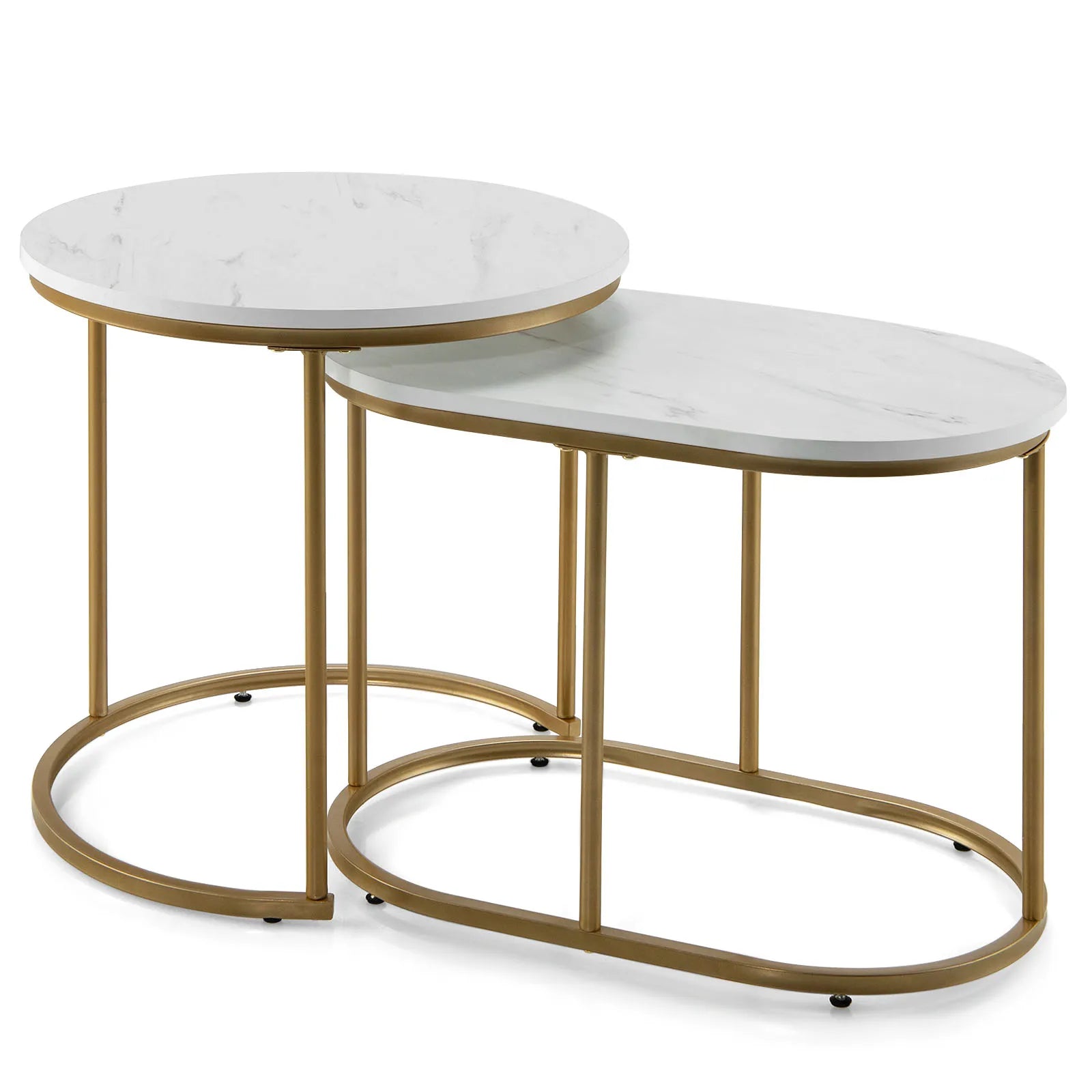 Coffee Table-Nesting Coffee Table, Modern Set of 2 Marble Coffee Table, Coffee Side Table Set, Living Room Coffee Table