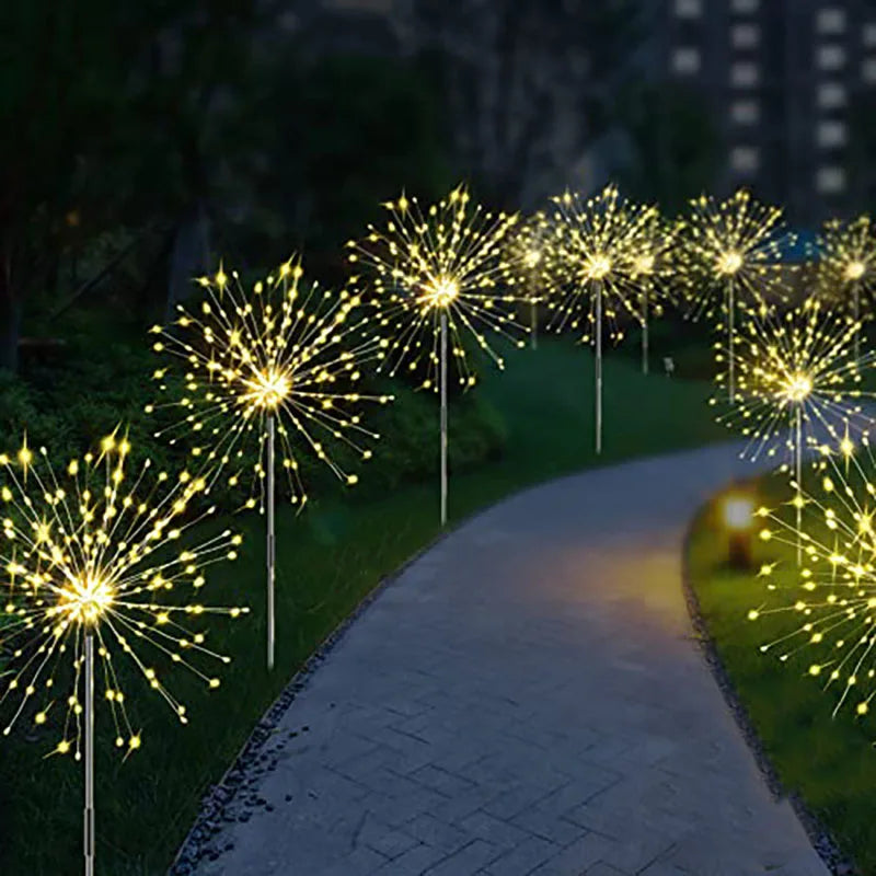 Solar-Powered LED Firework Lights – Magical Outdoor Dandelion Fairy Lights for Garden & Lawn