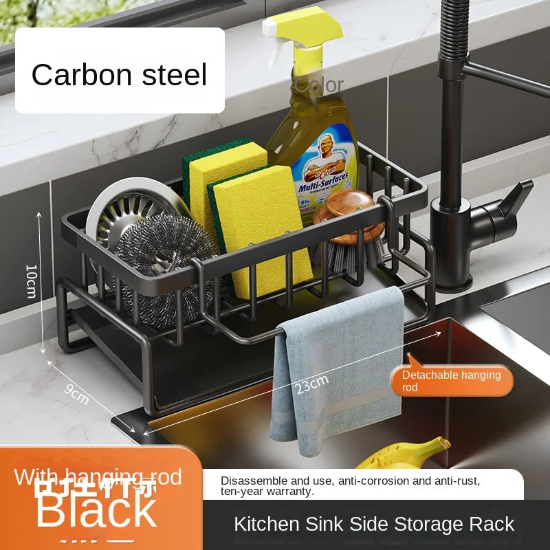 Kitchen Rack-Stainless steel shelf, sponge drain rack, sink drainage rack, dishwashing supplies, dishcloth storage, drainage rack