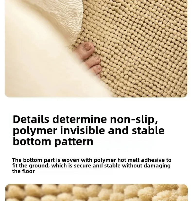 Bath Mat-Chenille, Encrypted Thickened, Short Plush, Strong Water-absorbent, Non-slip Bathroom Rug Carpet