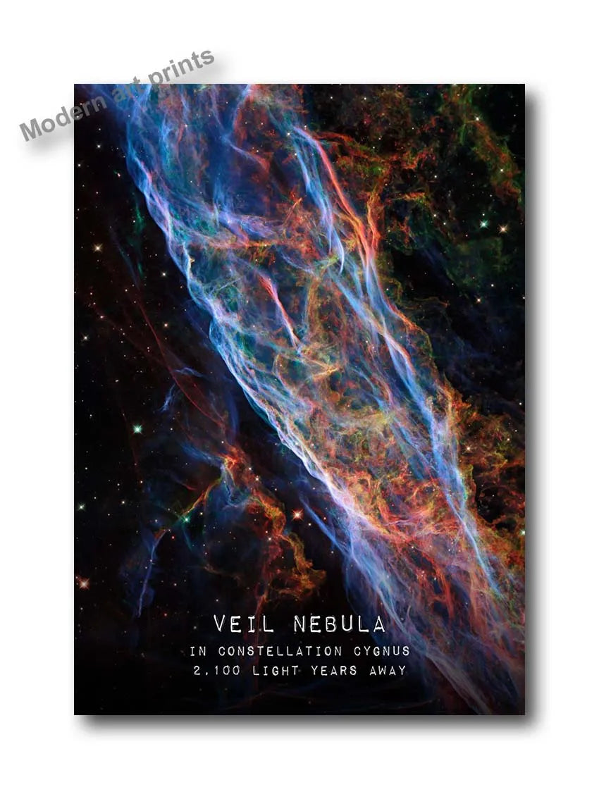 Canvas Painting-Universe Space Poster Veil Rosette Nebula Black Hole Galaxy Canvas Painting Planet Modern Wall Art Pictures Bedroom Home Decor