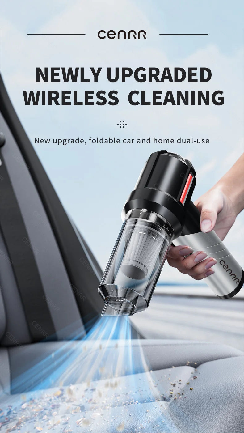 Vacuum - Portable (Cordless) Handheld by CENRR – Powerful Suction for Car Interiors & Home Use