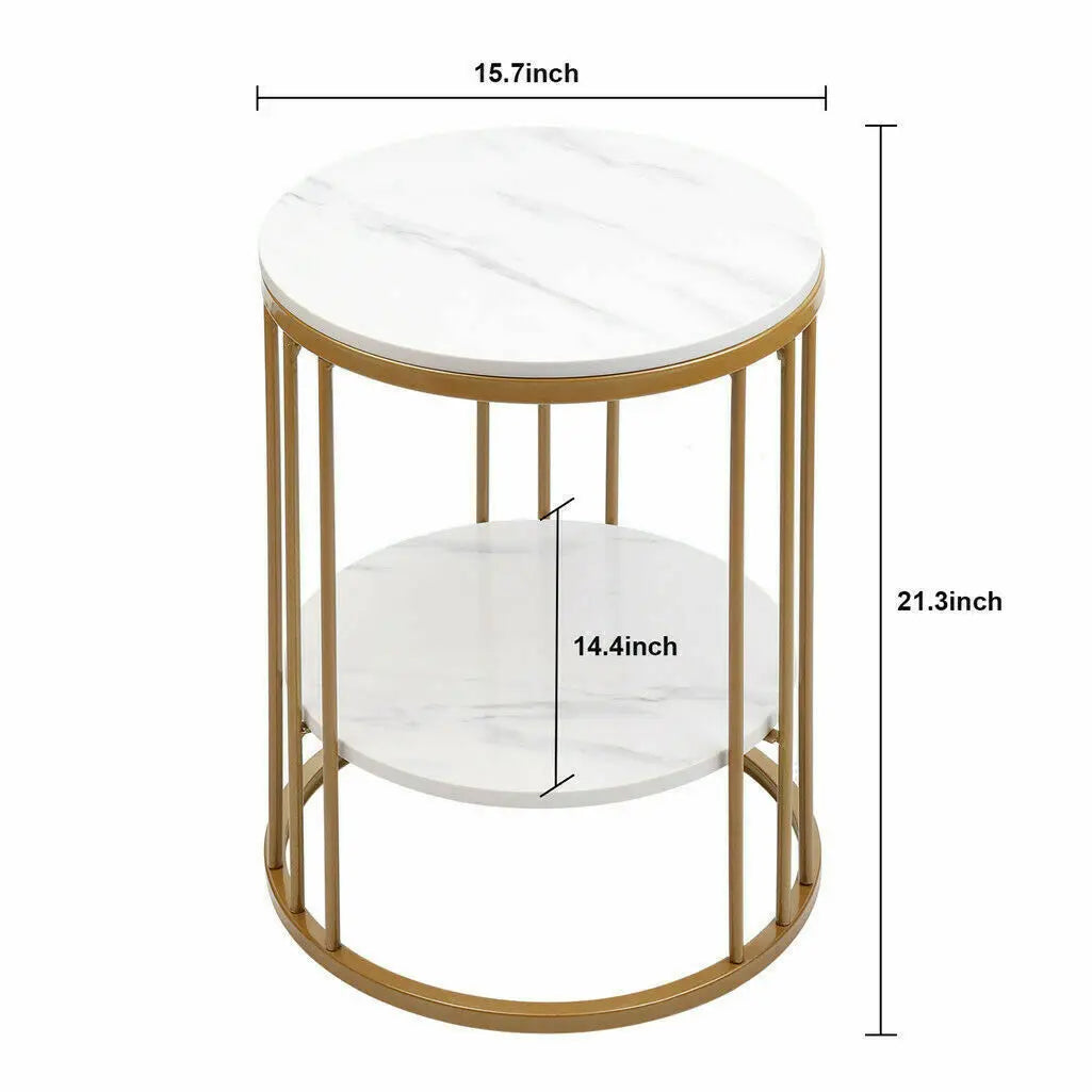 Home Decor: Table: 2-Tier Round - White Marble