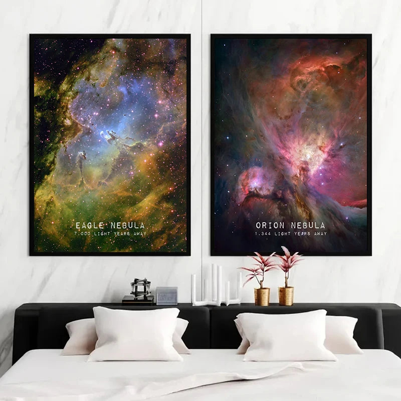 Canvas Wall Art – Modern Galaxy – Space Planets & Nebula Art for Bedroom & Home Decor