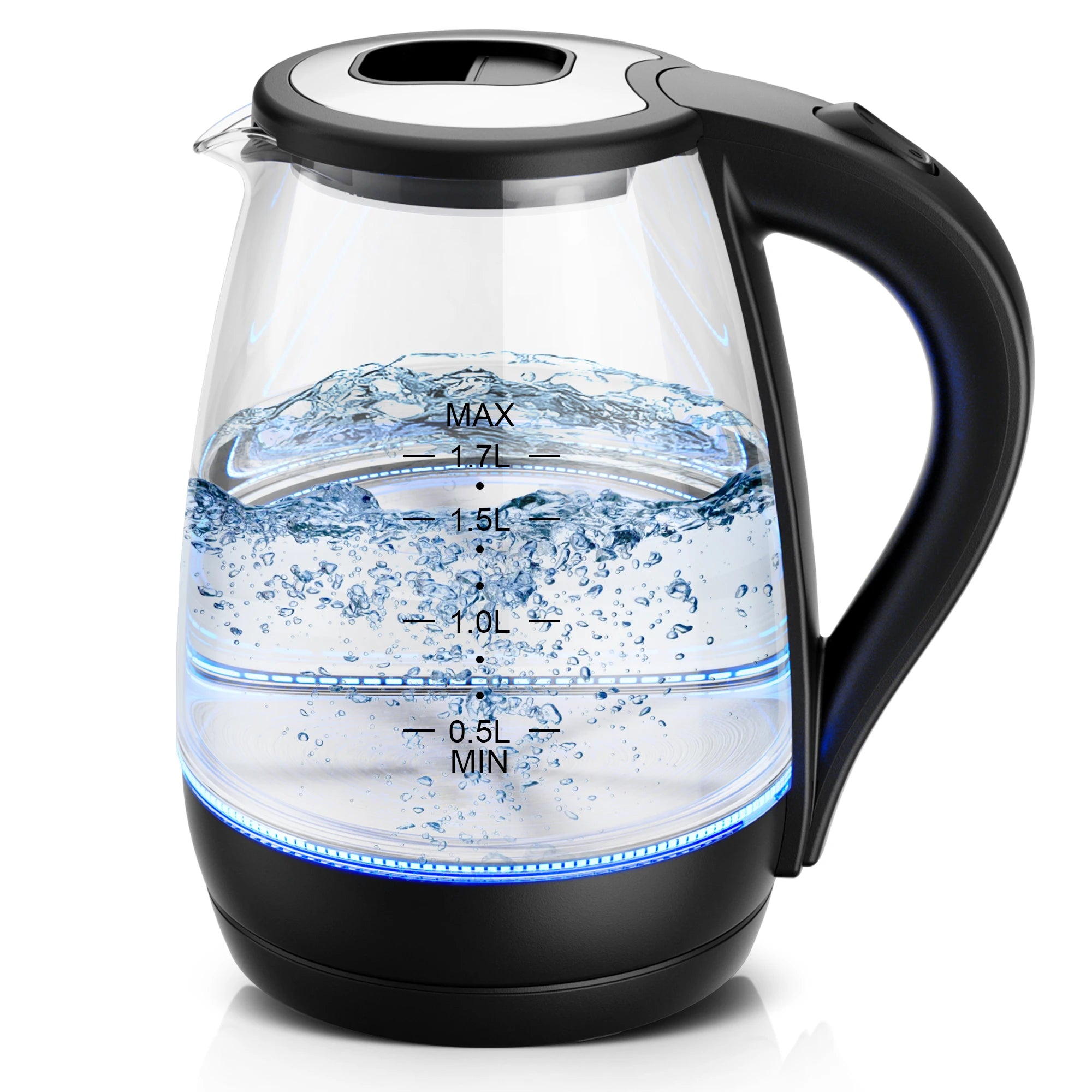 Electric Kettle- Electric Kettle with Water Dispenser - 1.7L Elegant Glass Tea Pot, 1100W Fast Boiling, LED Indicator, Auto-Shutoff