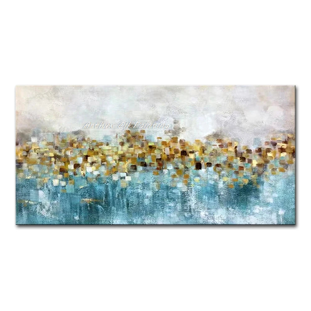 Canvas Art-Hand painted, Palette Knife, Tree, Oil Painting on Canvas, Modern Abstract Landscape Art Poster, Wall Pictures, Home Decor, Arthyx,Large