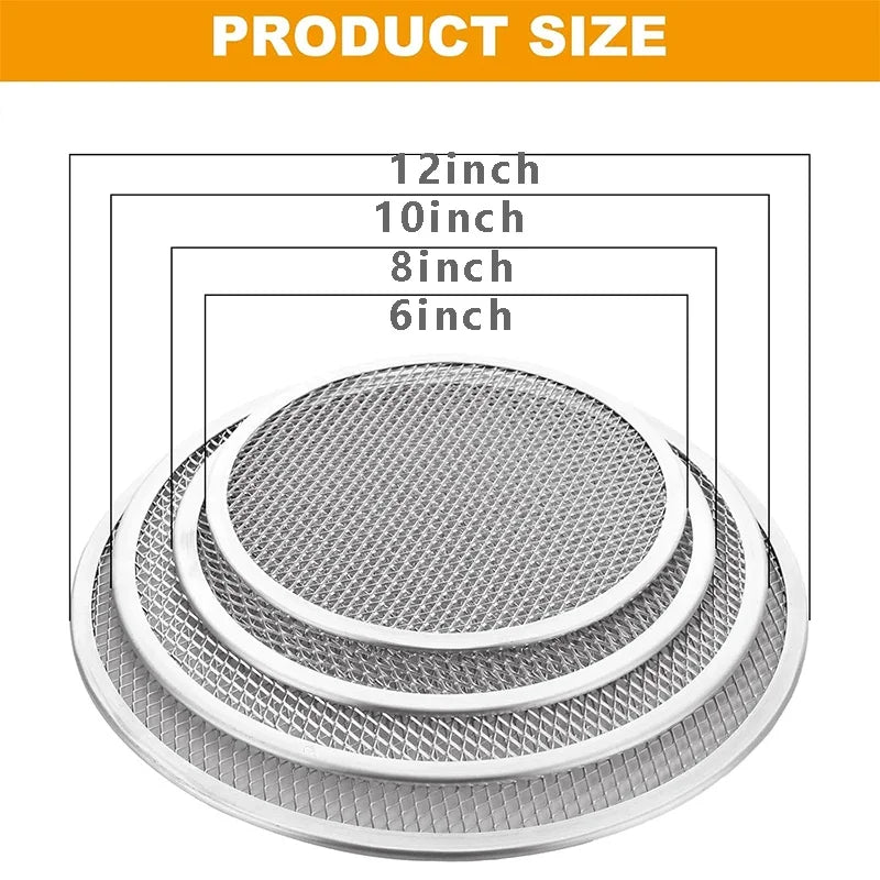 Kitchen-Round Pizza Baking Trays – 8/10/12/14" Non-Stick Aluminum Mesh Screens for Oven & Homemade Pizza