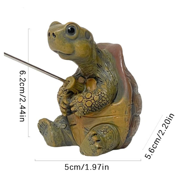 Figurine-Creative Rope Fishing Turtle, Cute Simulation, Turtle Resin Figurine, Animal Sculpture, Outdoor, Home, Garden