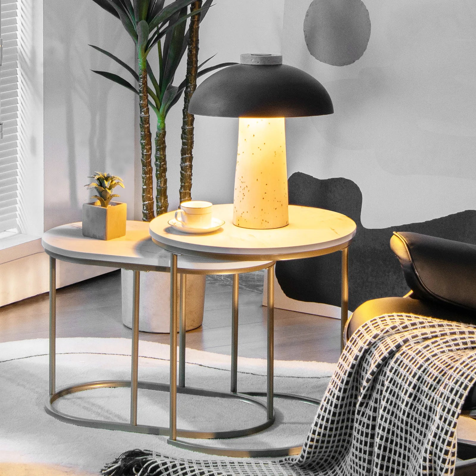 Coffee Table-Nesting Coffee Table, Modern Set of 2 Marble Coffee Table, Coffee Side Table Set, Living Room Coffee Table