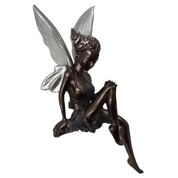 Figurines-Flower Fairy Resin Statue Decoration Outdoor Garden Angel Girl Sitting Figurines Sculpture Landscaping Yard Art Ornament