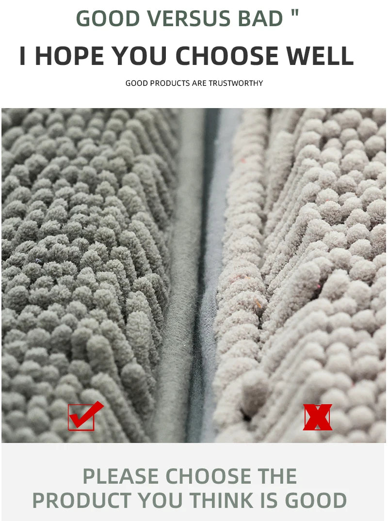 Blue Chenille Bathroom Rug – Super Absorbent, Non-Slip Shower Mat (40×60cm)
