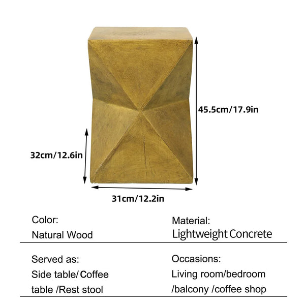 Accent Table-Modern Side Table, Indoor-Outdoor End Table, Lightweight Concrete Stool, Multiple Shapes