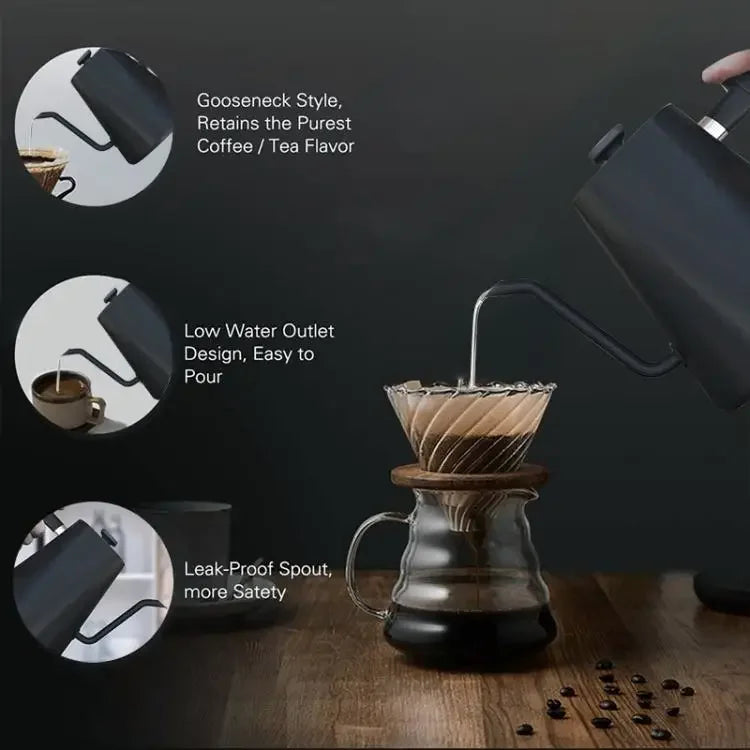 Electric Gooseneck Kettle – 1200W Fast Heating with Temp Control, Ideal for Pour-Over Coffee & Tea
