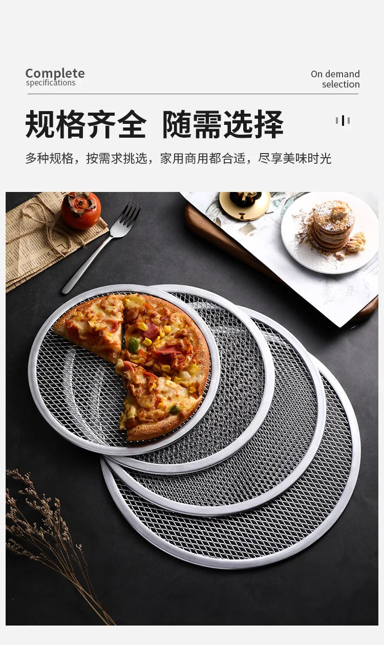 Round Pizza Baking Tray 8/10/12/14 inch DIY Pizza Screen Baking Tray Metal Net Non-stick Mold For Oven Seamless Aluminum Pizza Screen