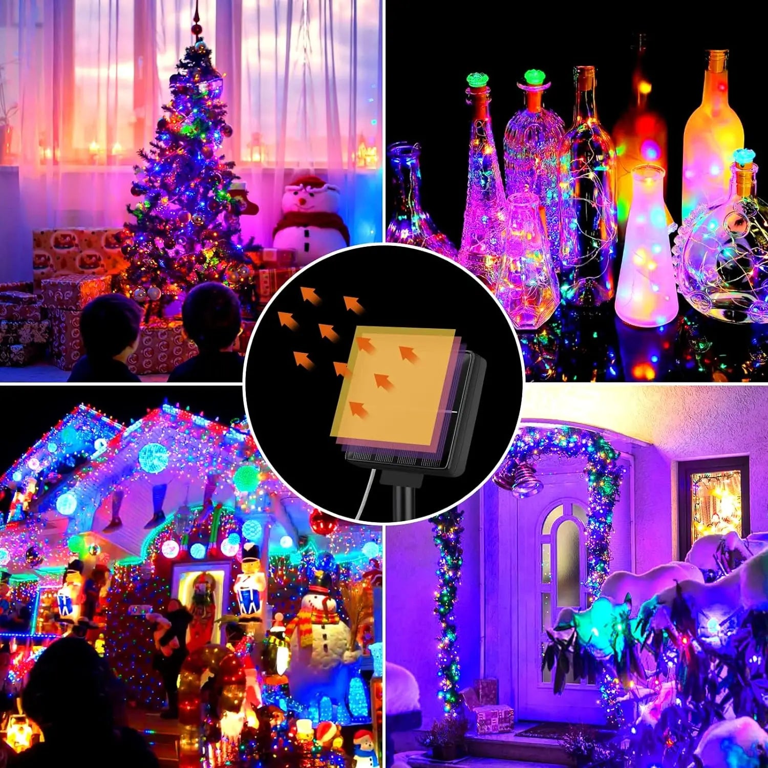 LED Solar Light-Solar Light Outdoor Lamp, String Lights, 4Pack 400 LED, Holiday, Christmas, Party, Waterproof Fairy Lights Garden Garland Copper