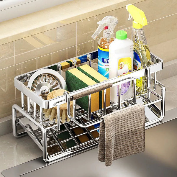 Kitchen Rack-Stainless steel shelf, sponge drain rack, sink drainage rack, dishwashing supplies, dishcloth storage, drainage rack