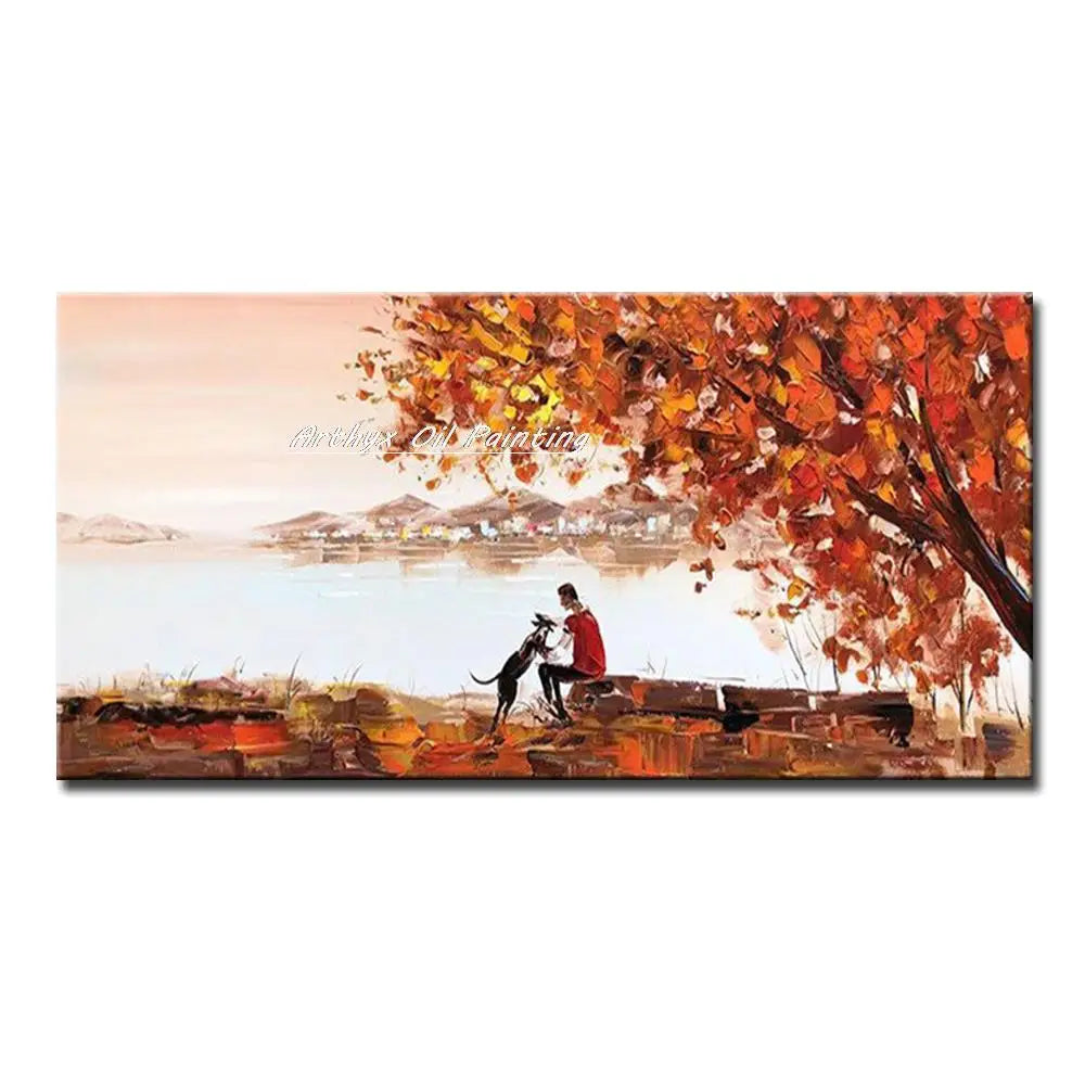 Canvas Art-Hand painted, Night Knife, Oil Painting on Canvas, Modern Abstract Landscape Art Poster, Wall Pictures, Home Decor, Arthyx,Large