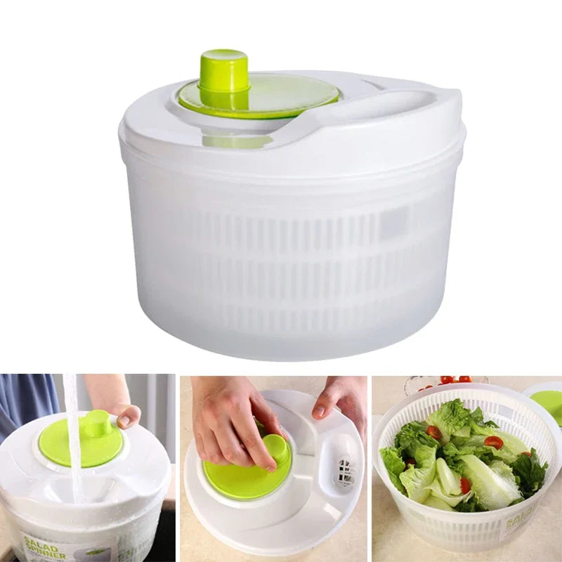 Kitchen-Multifunctional Salad Spinner & Lettuce Dryer – Manual Vegetable Drainer & Crisper Strainer