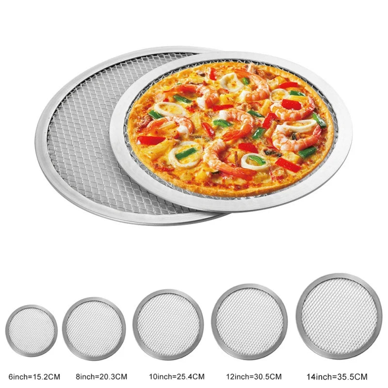 Home Kitchen: Pizza Tray: Round Baking – Non-stick Aluminum Pizza Screen for Oven (8/10/12/14-inch)