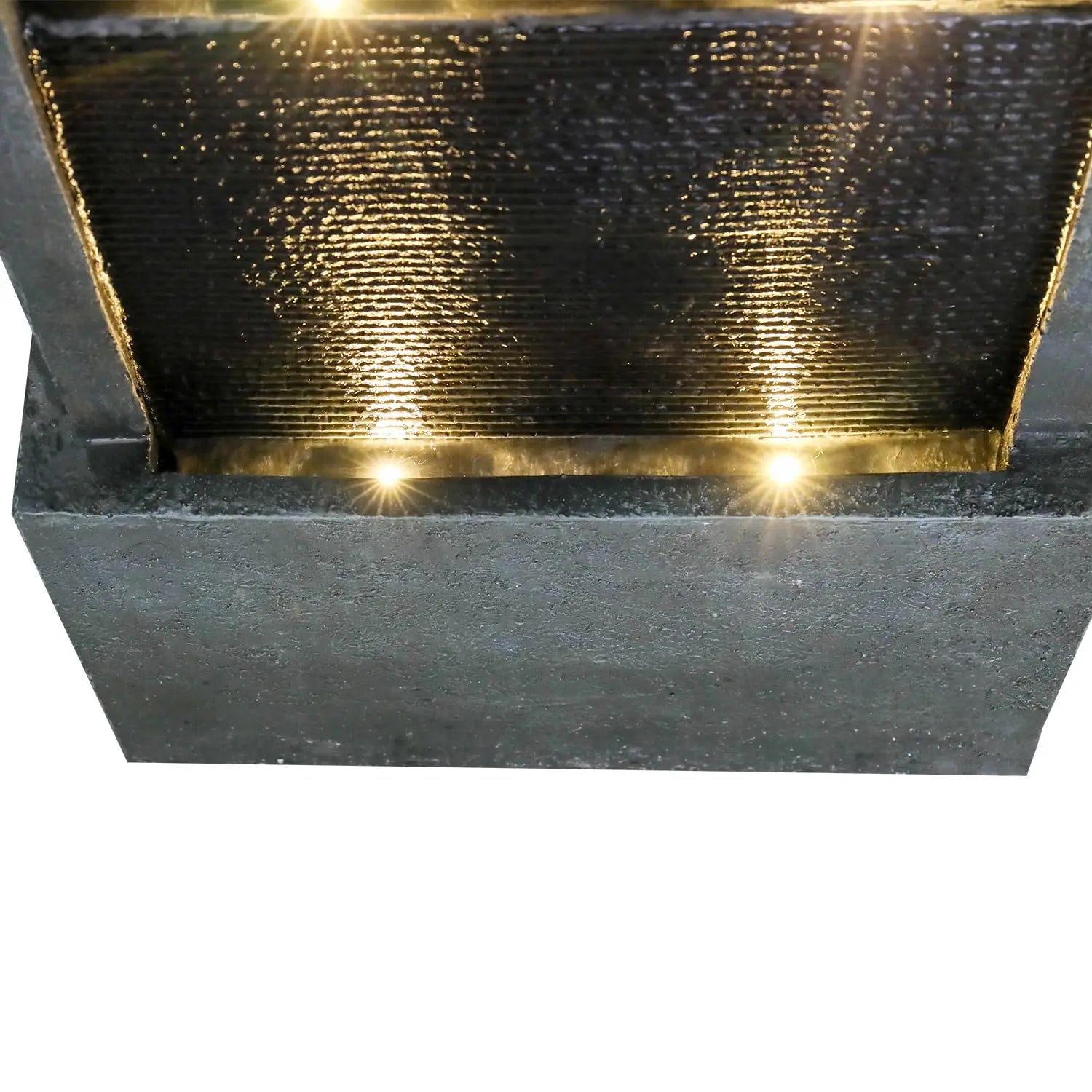 Water Fountain-LED Lights, Garden Water Fountain, 5-Tier, 50.7 in Floor Standing, Cascading Feature, Deck Patio, Porch, Yard
