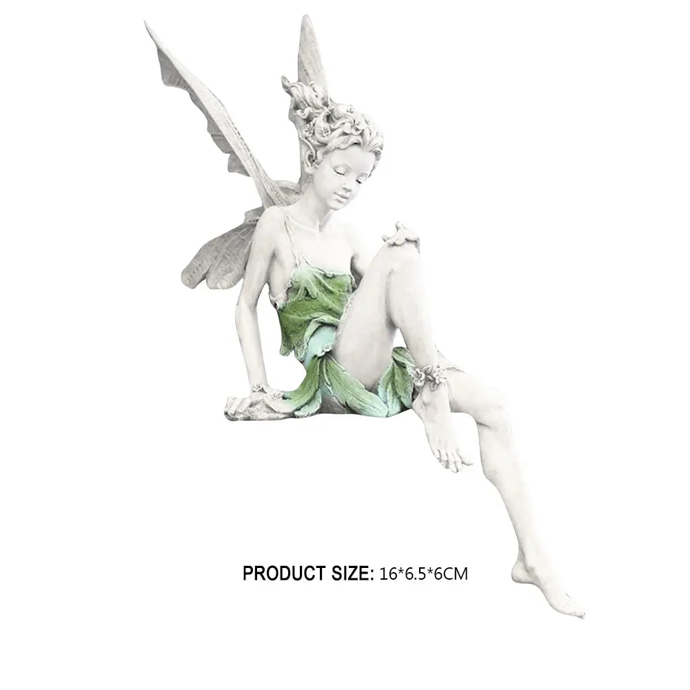Figurine-Flower Fairy Sculpture, Garden Landscaping, Yard Art Ornament, Resin Turek Sitting Statue Outdoor