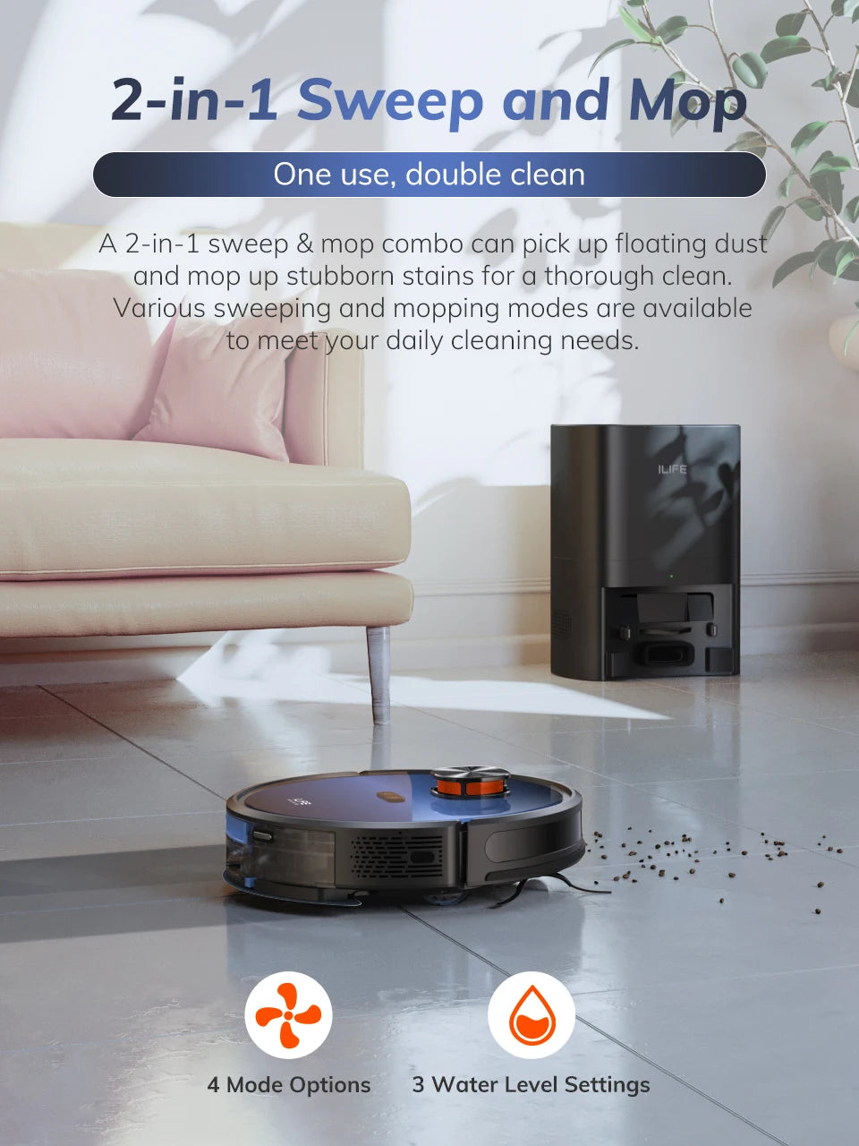 Vacuum - LDS Robot Vacuum Cleaner with ILIFE T10s – Powerful 3000Pa Suction & Remote App