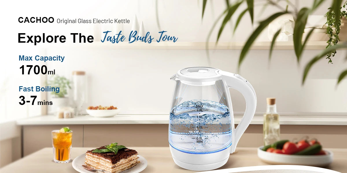 Electric Kettle- Electric Kettle with Water Dispenser - 1.7L Elegant Glass Tea Pot, 1100W Fast Boiling, LED Indicator, Auto-Shutoff