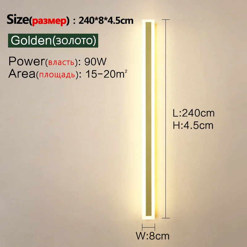 Outdoor Lighting: LED Wall/Long Wall Lamp - IP65 - Waterproof - corridor, staircase, balcony, entrance, villa