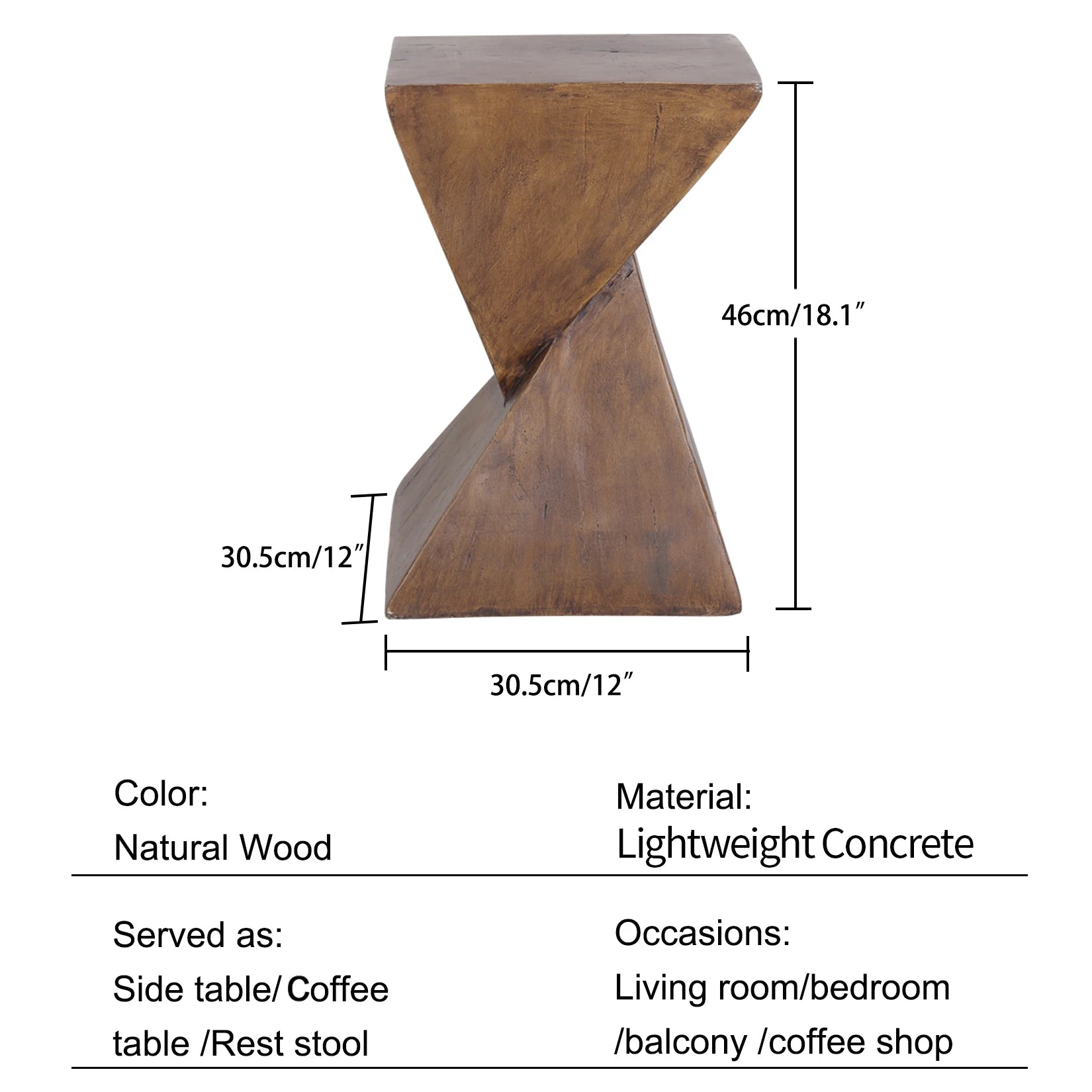 Accent Table-Lightweight Concrete, Modern Geometry Side Table for Indoor and Outdoor,Small Bedside End Table Sofa Vanity Coffee