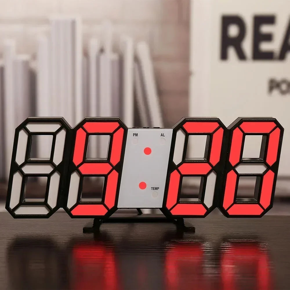 LED Digital Clock-Wall Decoration 3D Glow Night Mode Decoration for Bedroom Adjustable Electronic Watch Room Decor Aesthetics