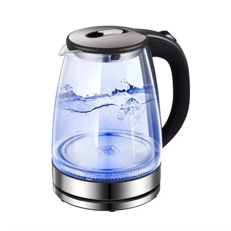 Electric Kettle- 2L Electric Glass Kettle - Borosilicate Cordless Tea Pot with Heating Base, Boiling Water Heater, LED Indicator, Auto Shut-Off