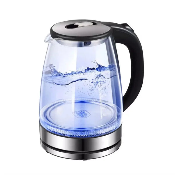 Electric Kettle- 2L Electric Glass Kettle - Borosilicate Cordless Tea Pot with Heating Base, Boiling Water Heater, LED Indicator, Auto Shut-Off