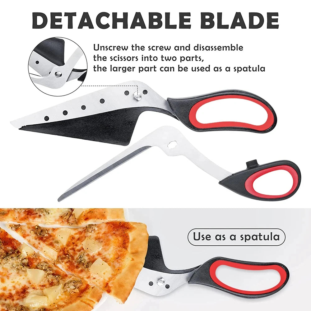 Home Kitchen: Pizza Cutter: Scissors - Detachable Sharp Stainless Steel Blade - Optional Spatula