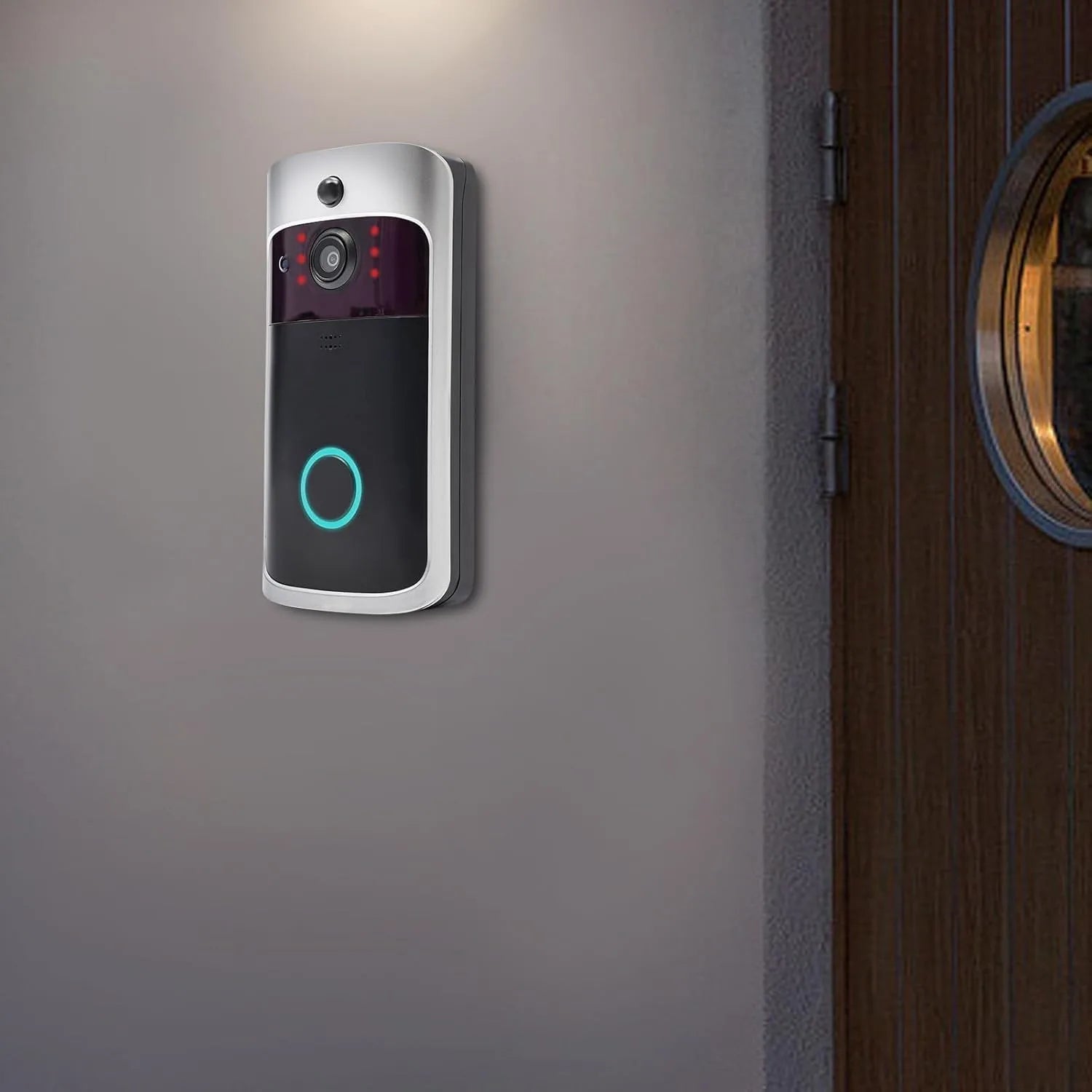 Smart WiFi Camera Doorbell – Night Vision, Voice Control & Door/Window Sensor Integration with App Alerts
