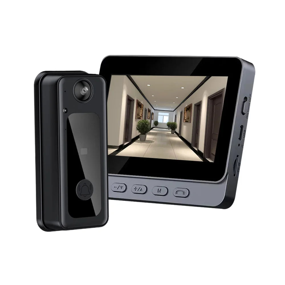 Home Security: WiFi Camera: Wireless 2.4G Intercom Doorbell - 4.3 Inch IPS Screen with BT connect - TwoWay Visual Connection