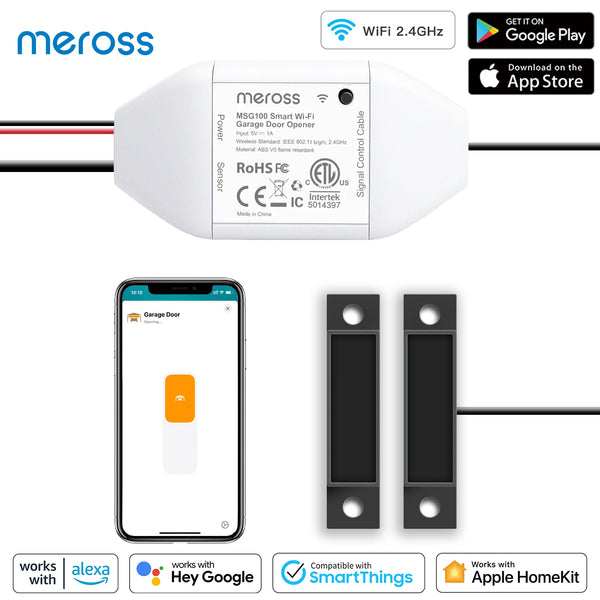 Garage Door Controller by Meross – Smart WiFi & Voice Control with Meross App, Works with HomeKit & Alexa