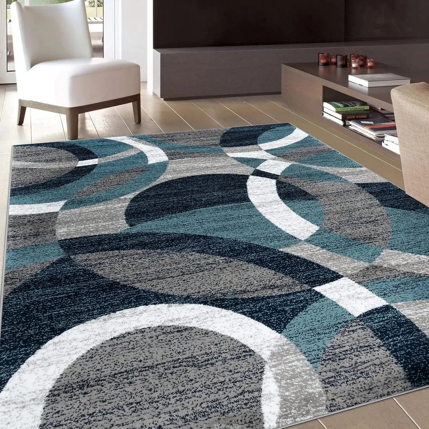 Home Decor: Carpet: Simple Geometric Scandinavian Crystal Velvet Stain-Resistant Carpet by VIKAMA