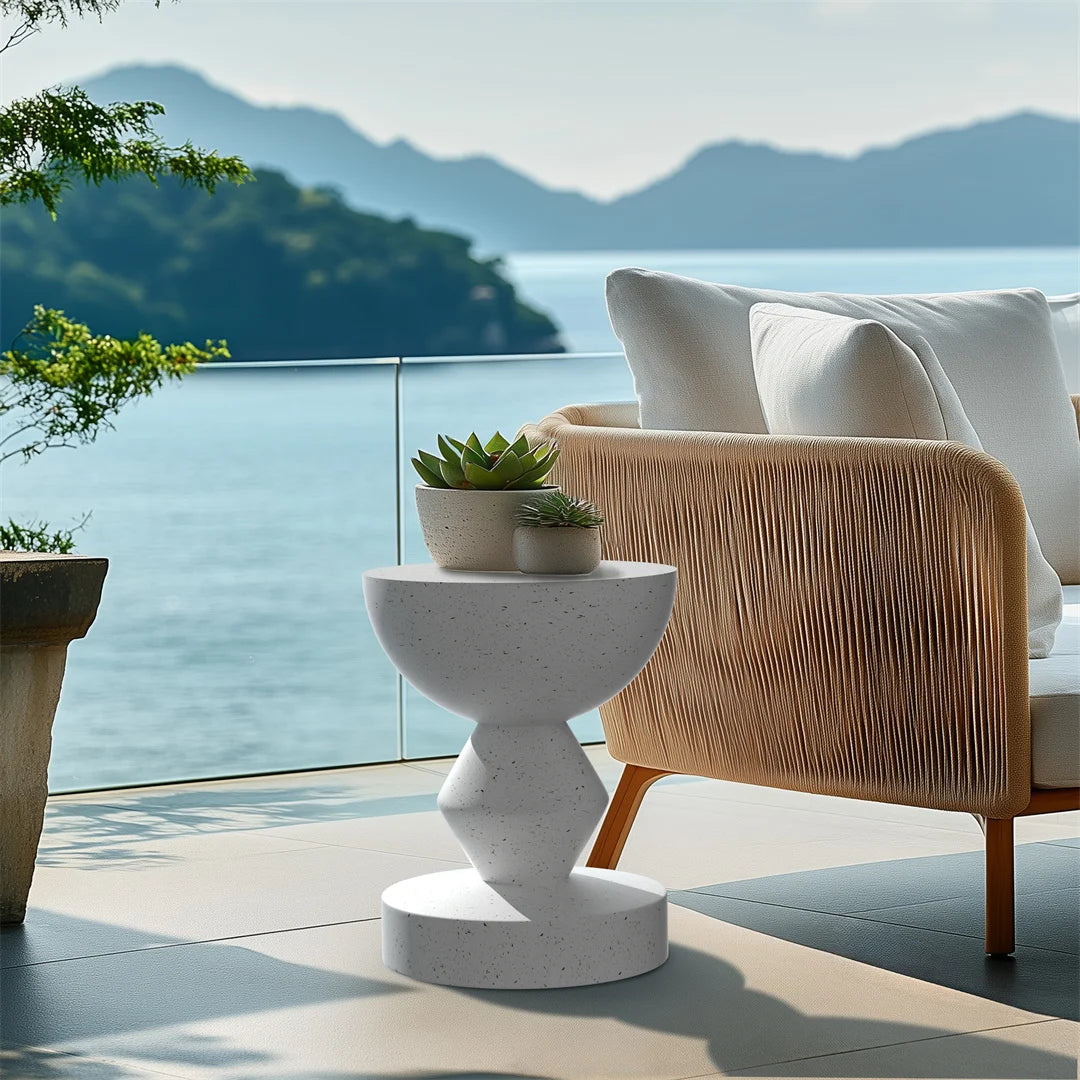 Accent Table-Modern Side Table, Indoor-Outdoor End Table, Lightweight Concrete Stool, Multiple Shapes
