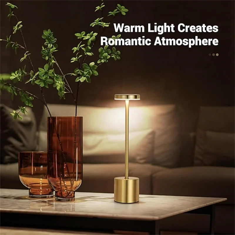 LED Table Lamp – Classic USB Rechargeable – Stepless Dimming Touch Desk Lamp with 3 Colors