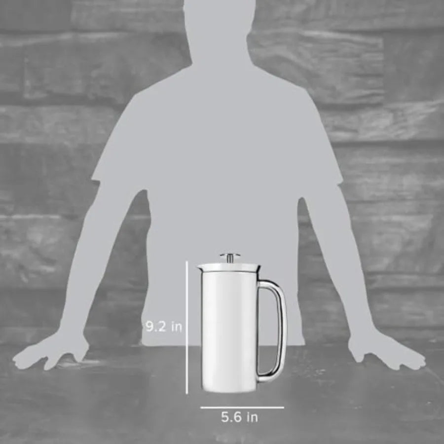 French Press-P7 Polished Stainless Steel, 304 Patented, Double Walled Micro-Filter, Insulated French Press Coffee Maker, Grit-Free