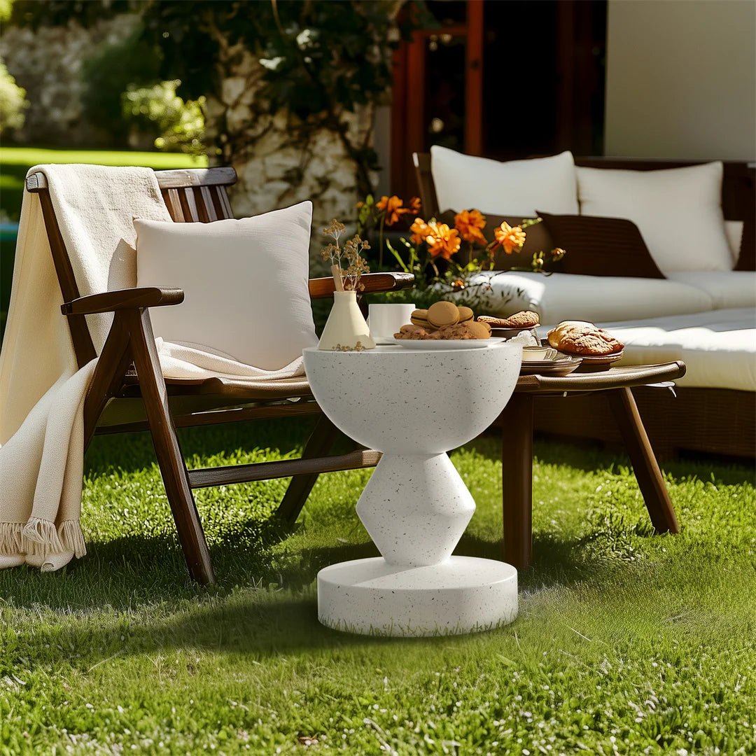 Accent Table-Modern Side Table, Indoor-Outdoor End Table, Lightweight Concrete Stool, Multiple Shapes