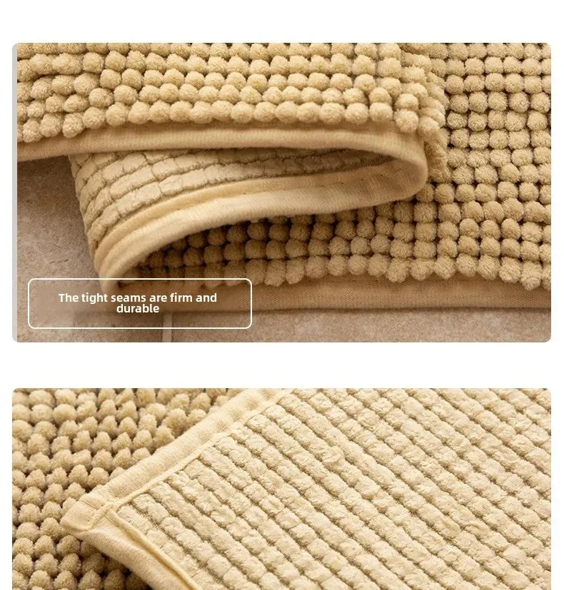Bath Mat-Chenille, Encrypted Thickened, Short Plush, Strong Water-absorbent, Non-slip Bathroom Rug Carpet