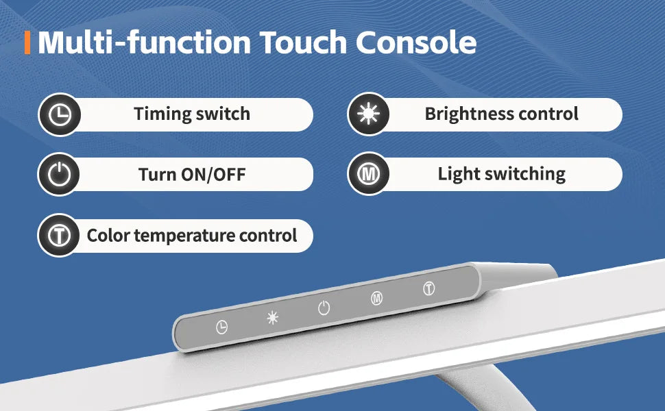 LED Desk Lamp- 3 Colors, Stepless Dimming, LED Desk Lamps, Adjustable Memory Desk Light, with Clamp Touch Control